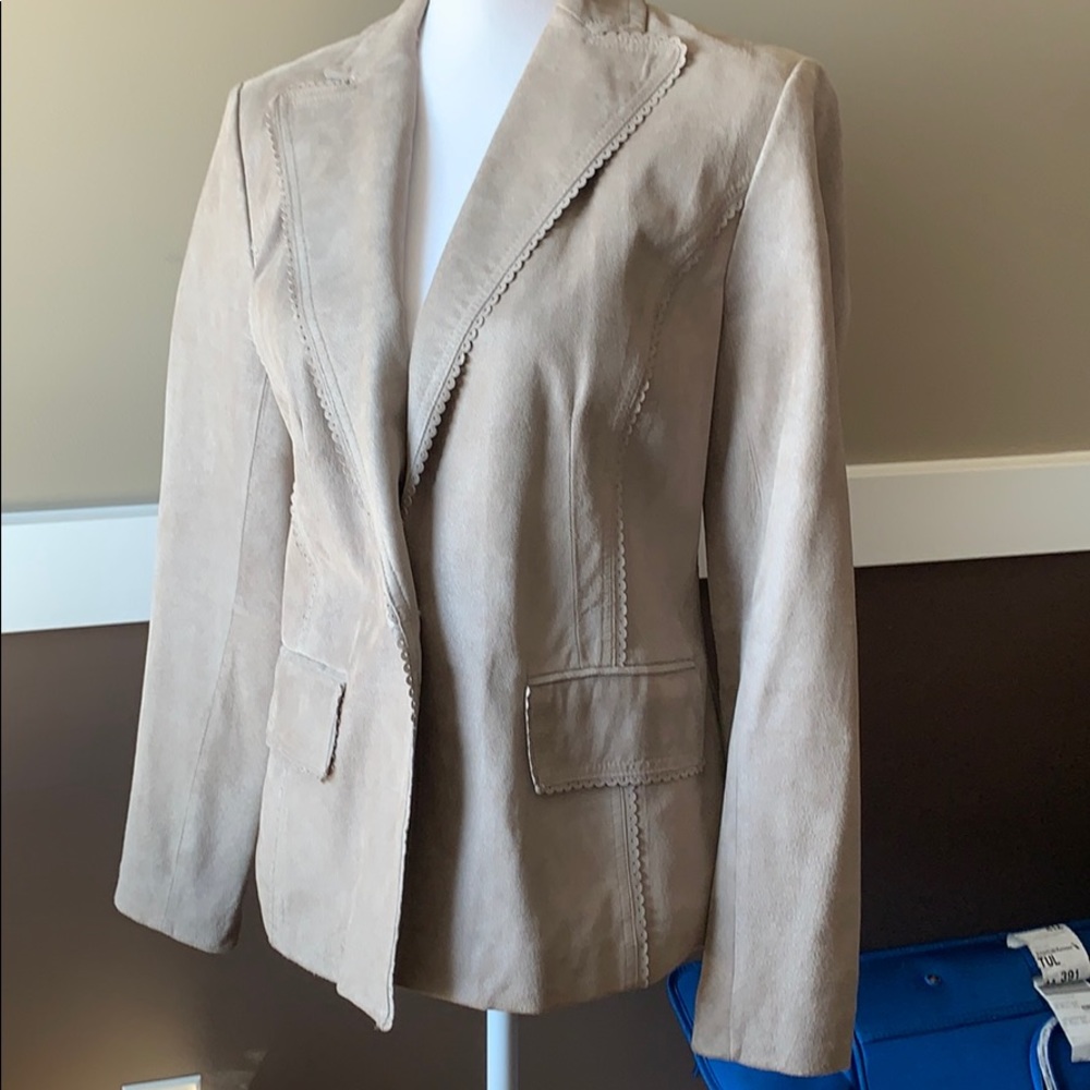 Genuine swede leather blazer with exquisite detail